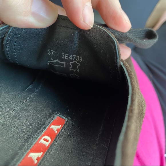 Prada Trainers Brown/Black Suede Leather Sneakers women’s Size 37 - Picture 7 of 8